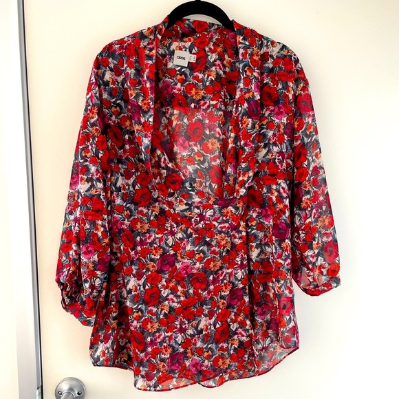 Wrap front floral chiffon blouse - Picture 1 of 2